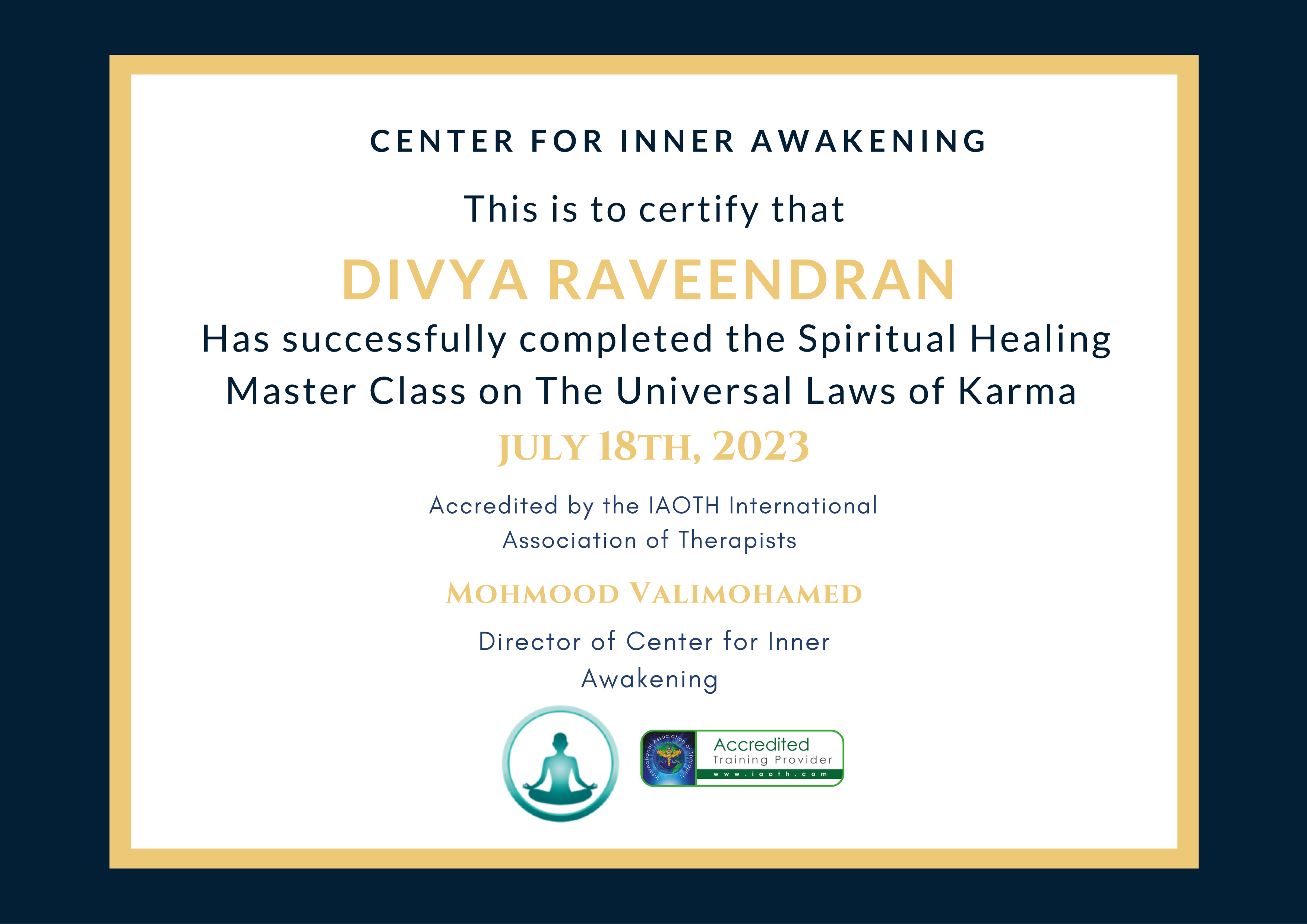 THE SPIRITUAL HEALING MASTER CLASS ON THE UNIVERSAL LAWS OF KARMA